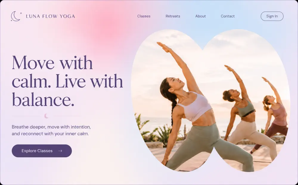 Luna Yoga — concept website preview